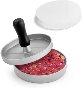 ABS Handle Food Grade Aluminum Burger Press Non-Stick Hamburger Press Patty Maker With 100pc Free Wax Patty Paper