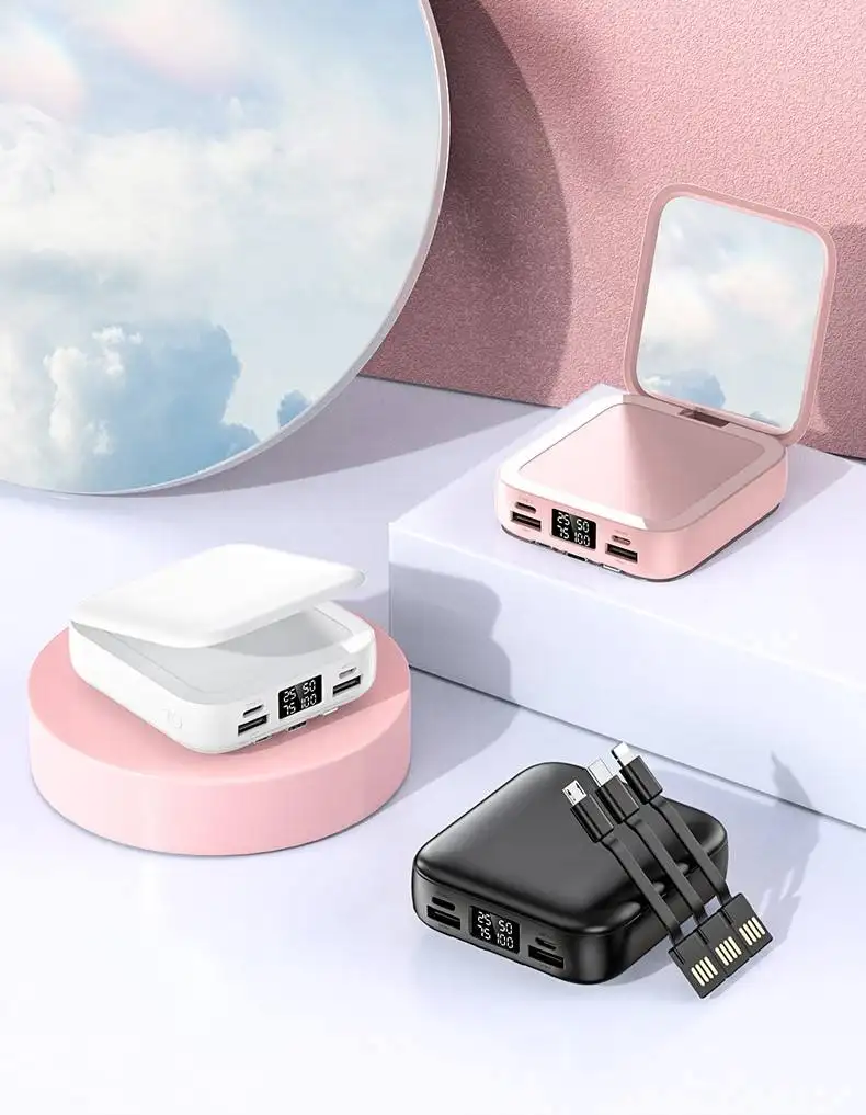 Fashion Small Wireless Beauty Mirror Power Bank 20000mAh 22.5W ricarica rapida per telefoni tablet dispositivi potenza di grande capacità