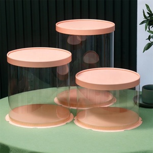 Xjh cao rõ ràng hình trụ mô hình trong suốt vòng bánh hộp Hoa Quà Tặng chống bụi triển lãm lưu trữ hộp bánh - Product Image 2