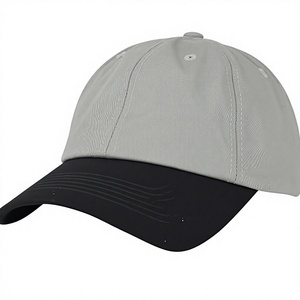 Casquette de baseball unisexe à 6 panneaux, couleur contrastée gris et noir, ajustable, en coton sergé, décontractée, pour adultes - Product Image 1