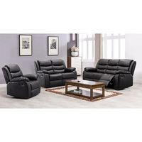 Fauteuil inclinable Frank Furniture en similicuir avec porte-gobelets, confortable, 3 places, avec table extensible