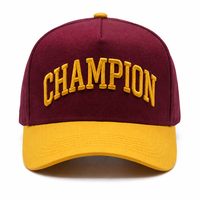 Casquette de baseball personnalisée avec logo brodé en 3D, couleur contrastée marron et or, visière incurvée, couronne haute, fermeture à pression