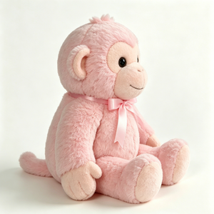 Peluche de Mono Rosa Personalizado - Peluche Suave y Esponjoso con Lazo de Satén Rosa, Juguete Adorable para Niñas y Niños - Product Image 4