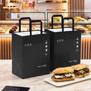 Bolsas de Papel Kraft Reciclables Ecológicas Personalizadas con Impresión de Logotipo Plano para Panadería, Cafetería, Pan, Galletas, Baguettes - Product Image 3
