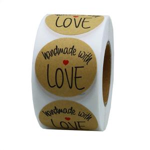 Étiquettes adhésives faites à la main avec amour, autocollants ronds de 3,7 cm pour cadeaux, fournitures artisanales - Product Image 1