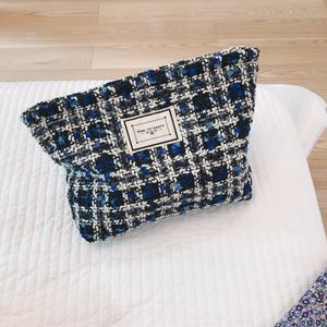 Bolsa de Cosméticos de Tweed, Bolsa de Lona con Cremallera para Mujer, Bolsa de Mano, Organizador de Viaje para Maquillaje - Product Image 1
