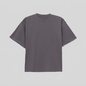 T-shirt pour homme en coton 100% de haute qualité OEM, minimaliste, avec broderie sur la poitrine, gris anthracite, coupe ample - Product Image 1