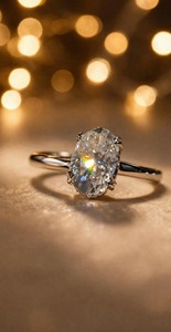 Oval Crushed <b>Ice</b> Moissanite Beautiful Engagement <b>Ring</b>, Hidden Halo Proposal <b>Ring</b> For Her - Product Image 2