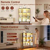 Étagère à livres en bois moderne avec télécommande tactile, rangement ouvert, lumière à intensité variable, gain de place, pour la maison, le bureau, le salon
