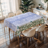 Nappe de Noël bleue RNPT pour table carrée de 8 pieds avec support en PU, résistante à l'huile et aux rayures, épaisseur 0,5 mm, pour pique-nique