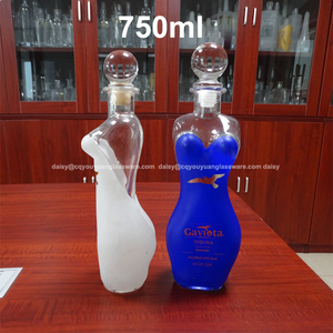 Botella de Licor Transparente Lady Shape para Vodka, Whisky, <span class=keywords><strong>Tequila</strong></span> de <span class=keywords><strong>Agave</strong></span>, en Colores Blanco, Rojo y <span class=keywords><strong>Azul</strong></span> - Product Image 3