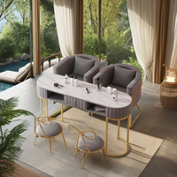 Meubles de salon de manucure commercial modernes, table et chaise de spa avec matériaux en métal et en fer