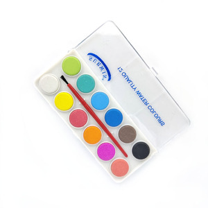 Ensemble de 12 couleurs de peinture à l'eau solides pour enfants, pigments d'aquarelle sur toile, papier, verre - Product Image 3
