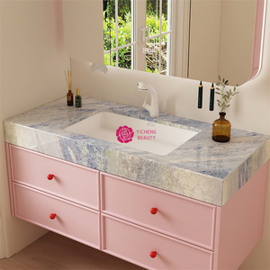Yicheng bellezza all'ingrosso di <span class=keywords><strong>lusso</strong></span> pietra di cristallo blu di marmo lavabo lavabo bagno lavabo lavabo con specchio per la vendita - Product Image 5