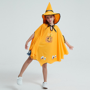 Capa de <span class=keywords><strong>Bruja</strong></span> de Halloween para Niños con Sombrero y Estampado de Calabaza, Conjunto de Disfraz para Cosplay y Fiestas Temáticas - Product Image 4