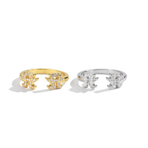 Ayus Style <b>Ring</b> Letter A Micro Pave Diamond <b>Adjustable</b> Unisex Fashion Jewelry Gold <b>Silver</b> - Product Image 4