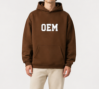 Sweat à capuche en molleton français personnalisé ODM High Street, coupe oversize, épaules tombantes, motif tendance, couleurs automnales, 100% coton