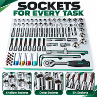 Set Perkakas Soket Mekanik Profesional 81 Pcs dengan Baki Busa, Peralatan Perbaikan Garasi Otomatis, Kit Perkakas Soket Impact