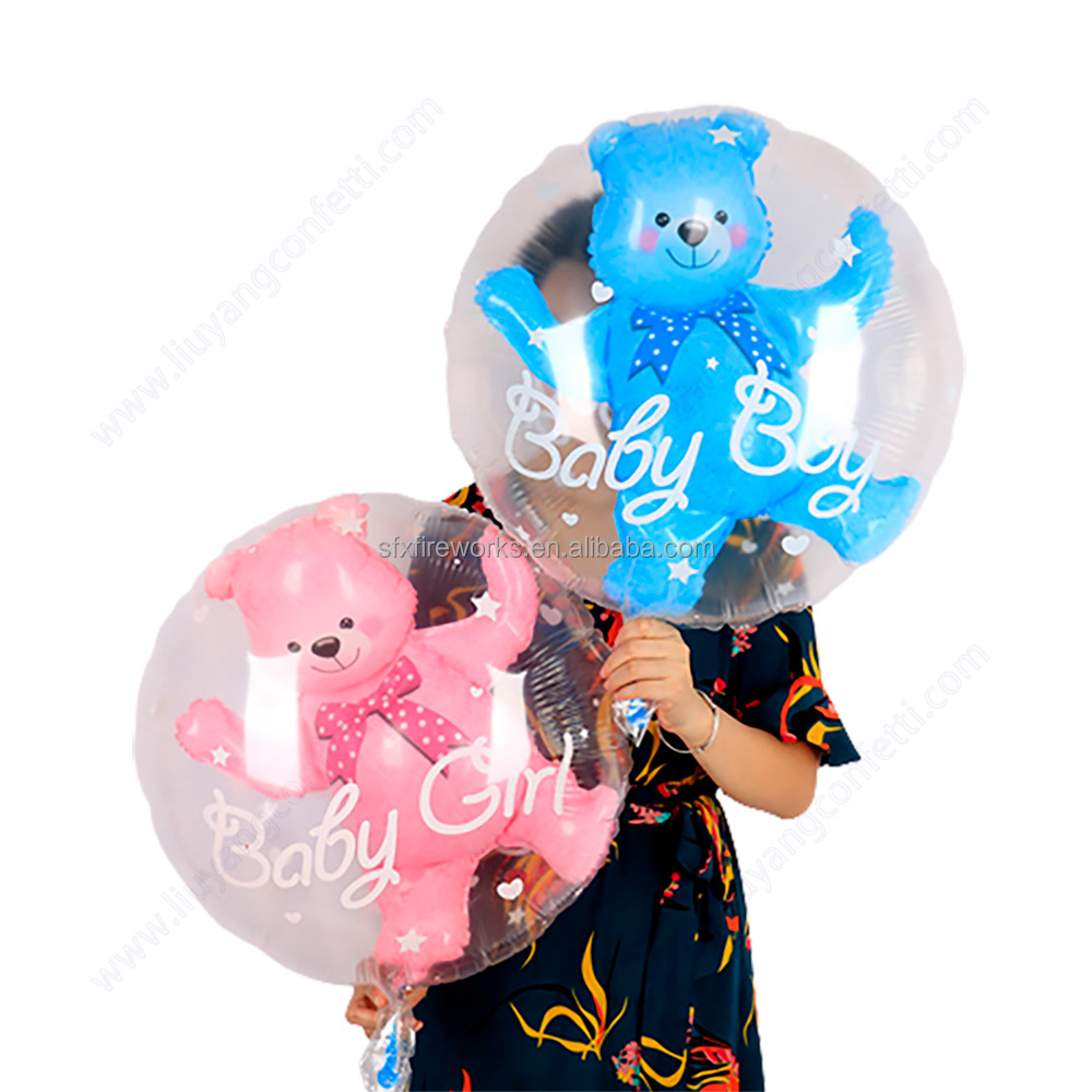Прозрачный голубой воздушный шар 4D для маленьких мальчиков и девочек, воздушные шары из фольги в виде медведя, шары на день рождения, пол, украшения для будущей мамы, воздушный шар в форме медведя