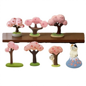 2026 Maison de poupée de style japonais, faite et peinte à la main, avec scène de micro-paysage de chat, de cerisier en fleurs et de fille, thème Noël - Product Image 1