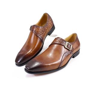 Zapatos de <span class=keywords><strong>vestir</strong></span> de cuero auténtico para <span class=keywords><strong>hombre</strong></span>, mocasines cómodos hechos a mano con correa de monje, para negocios y oficina, gran oferta - Product Image 3
