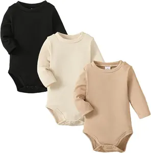 Dài Tay Áo Onsies Cho Bé Gái 'Bodysuits Sơ Sinh 3 Gói Trẻ Sơ Sinh Gân Bé Quần Áo Nhà Máy