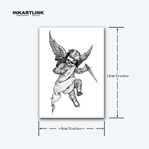 Autocollant de <span class=keywords><strong>tatouage</strong></span> temporaire personnalisé motif ange noir, cupidon, crâne, à base de plantes, imperméable, longue durée 15 jours, semi-permanent, <span class=keywords><strong>pour</strong></span> poitrine, épaule, <span class=keywords><strong>homme</strong></span> - Product Image 4