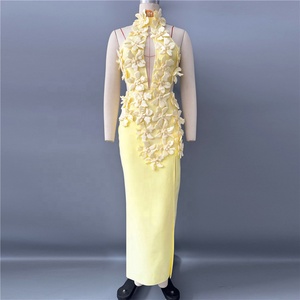 Abito <span class=keywords><strong>da</strong></span> Donna alla Moda <span class=keywords><strong>con</strong></span> Applicazioni, Halter, Fasciante, Sexy, Patchwork, Senza Maniche, Elegante per Serate di Gala - Product Image 2