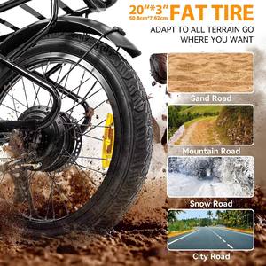 Vélo électrique urbain WindChaser 48V 500W, pneus larges de 20 pouces, cadre <span class=keywords><strong>en</strong></span> acier carbone, batterie 10Ah, 7 vitesses, scooters électriques à faible vitesse - Product Image 3