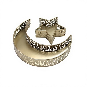 Plateau à fruits secs en métal en forme de lune et d'étoile, design admirable, taille personnalisée, plateau de service pour dattes et sucreries, à vendre - Product Image 1