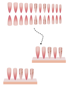 24 <span class=keywords><strong>faux</strong></span> <span class=keywords><strong>ongles</strong></span> en ABS acrylique de style gothique avec feuille d'or, longs et pointus, de qualité supérieure, pour un bricolage facile, nouveau modèle de style pour les doigts - Product Image 3