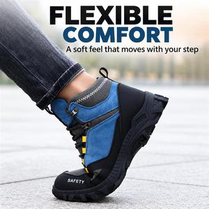 Bottes de sécurité mi-hautes bleues pour hommes, anti-perforation, anti-écrasement, antidérapantes, chaussures de travail industrielles - Product Image 6