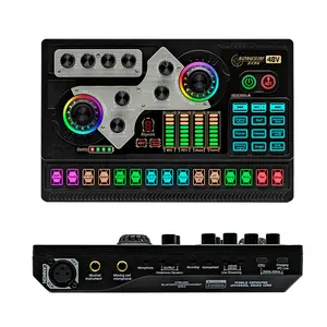 Papan suara antarmuka Audio kartu suara langsung dengan beberapa DJ efek Mixer pengubah suara lampu LED sempurna untuk Streaming