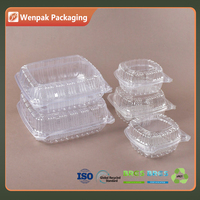 Boîte à clapet transparente en PET de qualité alimentaire, jetable, pour salades, sandwichs, pizzas, fruits, sushis, plats à