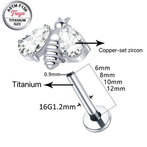 Pendientes de Titanio ASTM-F136 con Zirconia Freya para <span class=keywords><strong>Piercing</strong></span> Tragus, Helix, Daith, Lóbulo, Labret, Oreja, <span class=keywords><strong>Labio</strong></span>, Joyería para <span class=keywords><strong>Piercing</strong></span> - Product Image 4