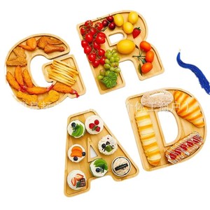 Starting Point Wooden Letter <b>Tray</b> Multifunctional Serving Platter For Home Party <b>Snacks</b> Fruit Pastry Display - Product Image 5