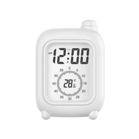 Réveil de table compact avec affichage LCD, design moderne et minimaliste, en plastique, avec affichage de la température et compte à rebours lumineux