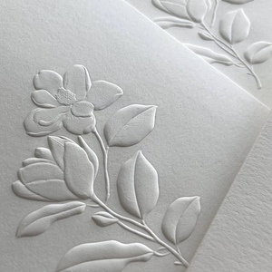 Tarjeta de Felicitación de Boda con Impresión de Vainilla Premium, Diseño Floral Personalizado con Corte Láser, Papel de Arte Grueso, Impresión Digital en Relieve, Logotipo Personalizado - Product Image 4