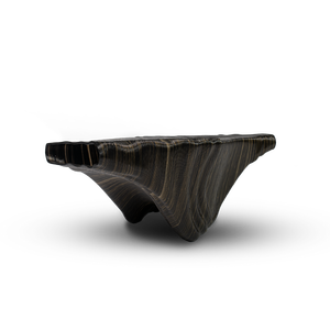 Table basse fabriquée en Italie-Stromboli-Imprimé en 3D-Produit PLA-Pour l'extérieur-Design italien-Gris brillant strié - Product Image 1