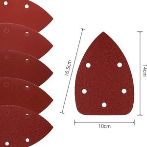 Red Triangular <b>Sanding</b> <b>Discs</b> 98x140mm Flocked Backing Adhesive 5-Hole For Polishing And <b>Sanding</b> - Product Image 5