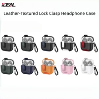 Étui pour écouteurs avec fermoir à texture cuir et support pour AirPods 4 3 2 1 Pro 3 2 1 TPU+PC Anti-chute Anti-impact Multi couleurs