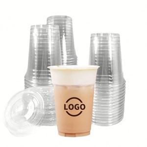 Vasos Desechables de Plástico PET de Pared Simple con Logotipo Impreso Personalizado, 12/16/24/32 oz, con Tapas, Transparentes, Ecológicos, para Bebidas Frías y Alimentos - Product Image 3