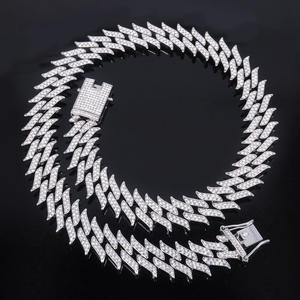 यूरोपीय और अमेरिकी पुरुषों की ट्रेंडी कूल हिप-हॉप शैली क्यूबन नेकलेस हार नए पूर्ण डायमंड काली मिर्च चेन लिंक चेन गहने - Product Image 2