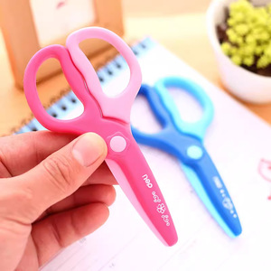 Deli Children <b>Scissors</b> All Plastic Round Tip Safe Craft For <b>Toddlers</b> 2-6 Years Blue Pink 12cm - Product Image 3