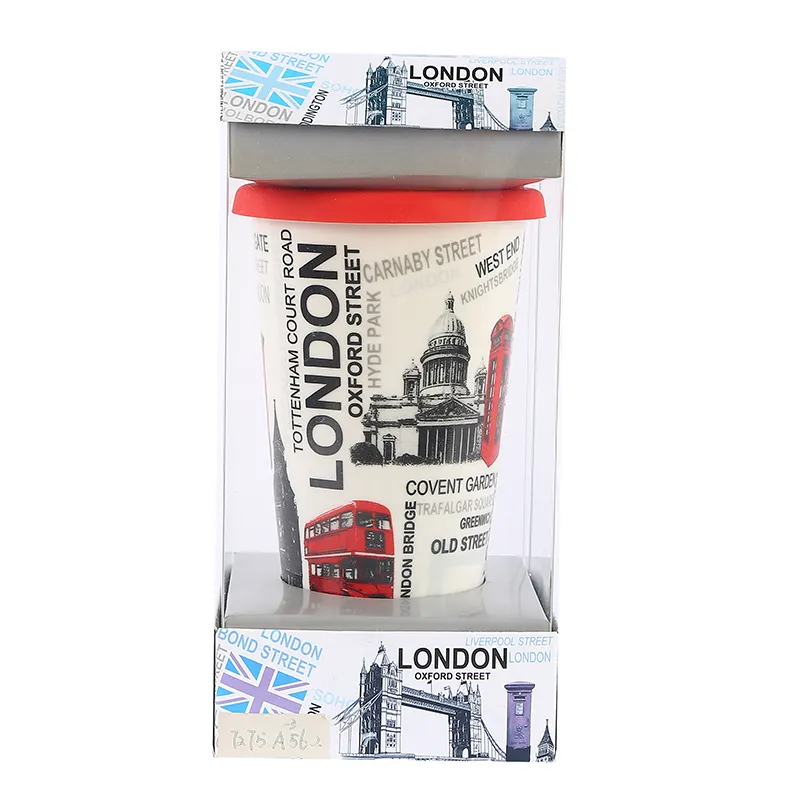 Hot Selling London Ceramic Coffee Mug Custom Design Custom Mug Silicone Lid With Gift Box Packing