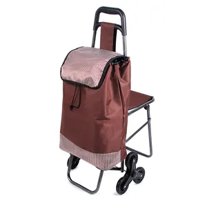 fold up luggage cart mini shopping trolley with seat