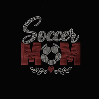 Transferts thermocollants personnalisés pour T-shirts, motif maman de footballeuse avec strass
