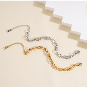 Collana a catena fatta a mano a 8 anelli <span class=keywords><strong>Hip</strong></span> <span class=keywords><strong>Hop</strong></span> bracciale Trend <span class=keywords><strong>Rap</strong></span> Street in acciaio inossidabile da donna con catena semplice - Product Image 3