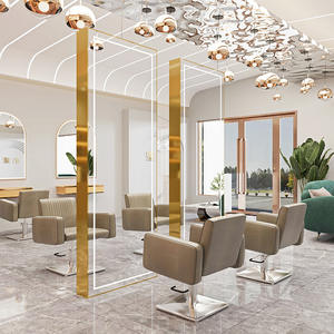 Espejo de Acero Inoxidable Dorado de Doble Cara para Peluquería, Diseño Moderno, Espejo Dorado para Salón de Belleza - Product Image 3