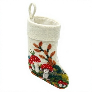 <b>Woodland</b> Mushroom Mouse Handmade Eco-Friendly Wool <b>Christmas</b> Stocking Indoor Holiday Decoration Traditional Style Wall Hanging - Product Image 4